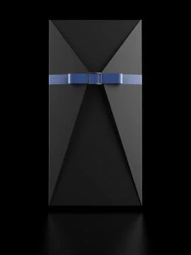 Black envelope with blue  bow 库存插图