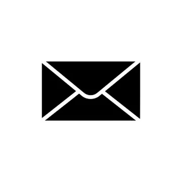 Black envelope icon in flat style. Mail symbol Stock Illustration