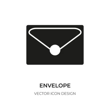 Black envelope icon mail logo message spam vector Stock Illustration