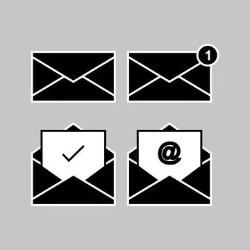 Black envelope icon set. Sign of envelope illustration design. Stock Illustration