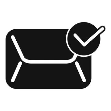 Black envelope icon showing validation of sending Stock Illustration