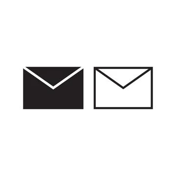 Black envelope icon, in trendy flat style isolated on grey background. Stock Illustration