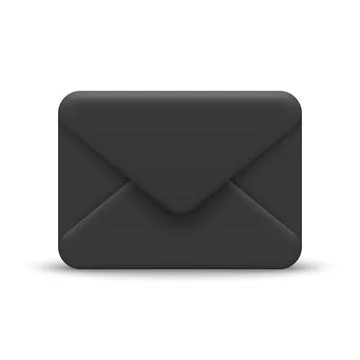 Black Envelope, Vector Illustration. 3d Black Envelope with Closed Flap, Front Stock Illustration