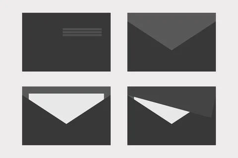 Black envelopes icon set vector illustration. Stock Illustration