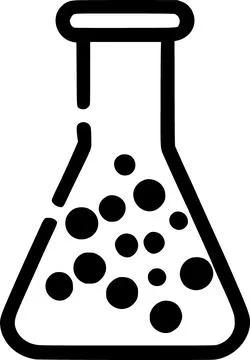 Black Erlenmeyer flask line icon, simple scientific lab ware flat design vector Illustrazione stock