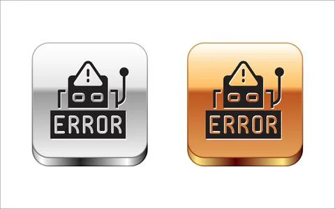 Black Error in the operation program of the robot icon isolated on white Stock Illustration