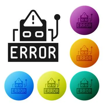 Black Error in the operation program of the robot icon isolated on white イラスト素材
