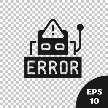 Black Error in the operation program of the robot icon isolated on transparent イラスト素材