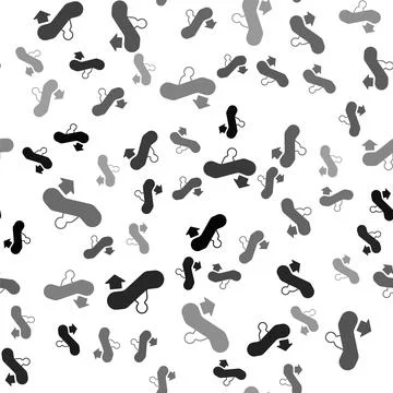 Black Escalator down icon isolated seamless pattern on white background. Vector Stock Illustration