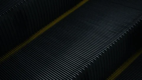 Black escalator moving up in close up shot Stockbeeldmateriaal 86274153