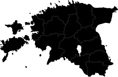 Black Estonia map Stock Illustration