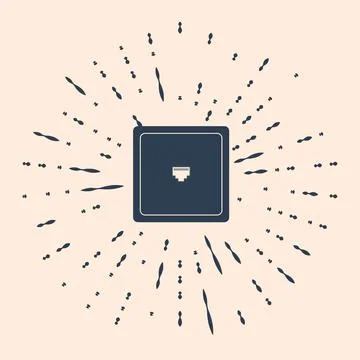 Black Ethernet socket sign. Network port - cable socket icon isolated on beige Illustrazione stock