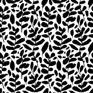 Black eucalyptus branch pattern with bold leaves. Stock Illustration