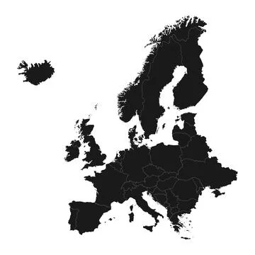 Black Europa map vector illustration イラスト素材