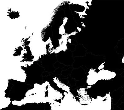 Black Europe map Stock Illustration