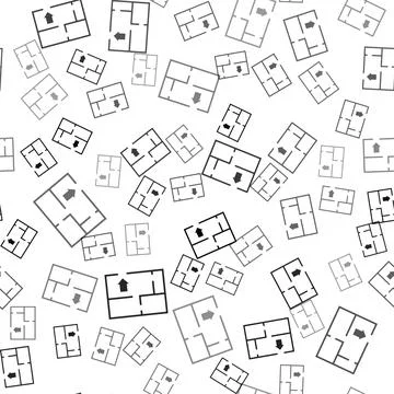 Black Evacuation plan icon isolated seamless pattern on white background. Fire Ilustración de archivo