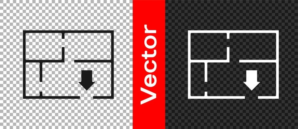 Black Evacuation plan icon isolated on transparent background. Fire escape plan Ilustración de archivo