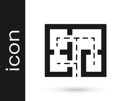 Black Evacuation plan icon isolated on white background. Fire escape plan Ilustración de archivo