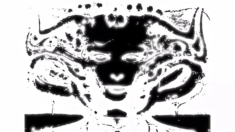 Black Evil Faces In Abstract Video Art Works In Black White Tones Stock Footage 83450850