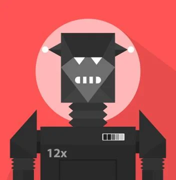Black Evil Robot Character Illustrazione stock