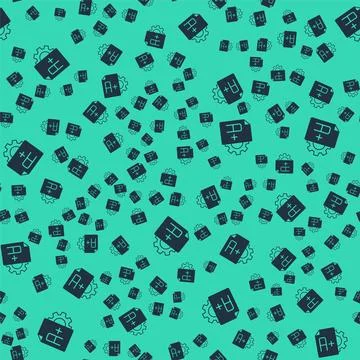 Black Exam sheet with A plus grade icon isolated seamless pattern on green Stock Illustration