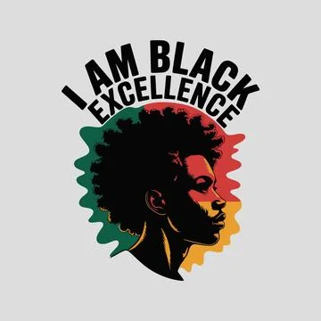 Black Excellence Afro Profile Vector Art T-Shirt Design Graphic Resources 库存插图