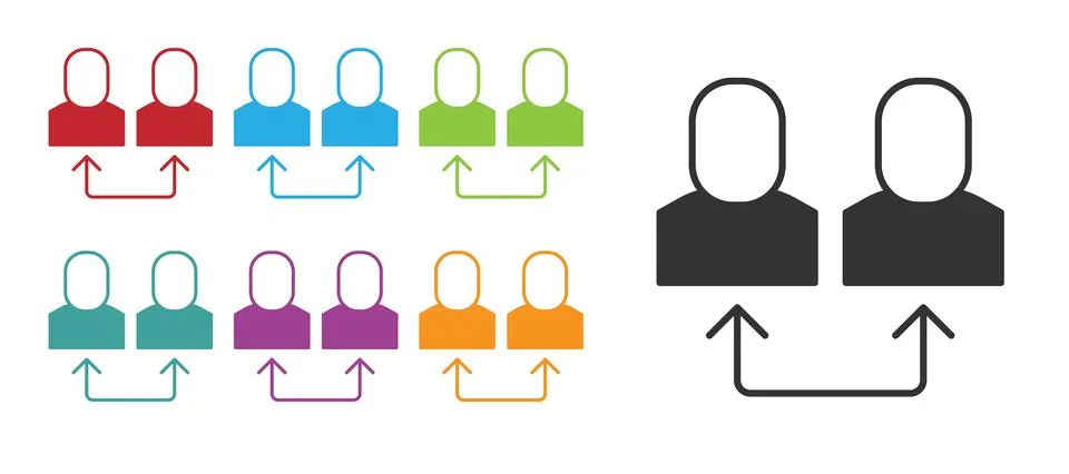 Black Exchange work icon isolated on white background. Information exchange Illustrazione stock