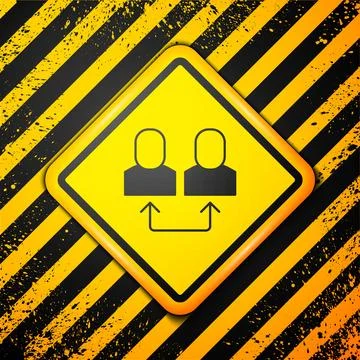 Black Exchange work icon isolated on yellow background. Information exchange Illustrazione stock