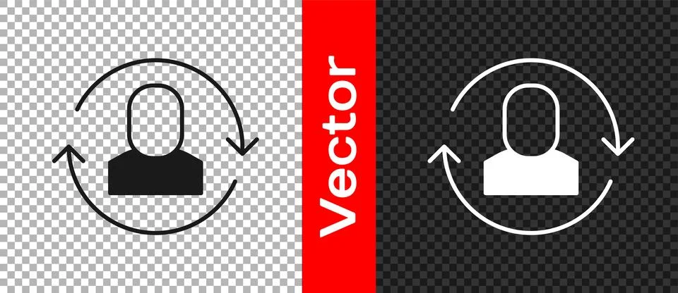 Black Exchange work icon isolated on transparent background. Information ex.. Illustrazione stock
