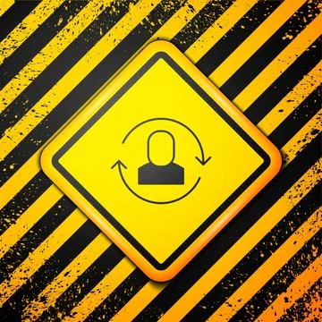 Black Exchange work icon isolated on yellow background. Information exchang.. Illustrazione stock