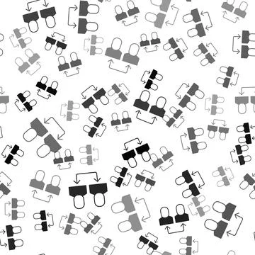 Black Exchange work icon isolated seamless pattern on white background. Inf.. イラスト素材