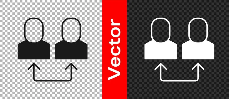 Black Exchange work icon isolated on transparent background. Information ex.. Stock Illustration