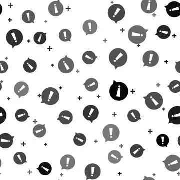 Black Exclamation mark in circle icon isolated seamless pattern on white Stock Illustration
