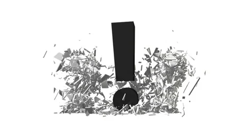Black exclamation mark smashed white question marks into pieces (FULL HD) Stock Footage 36691006