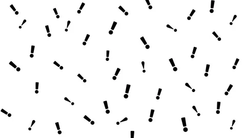 Black exclamation mark symbol pattern animation on a white background. 스톡 동영상 321509740