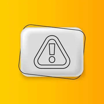 Black Exclamation mark in triangle icon isolated on yellow background. Haza.. Stock Illustration