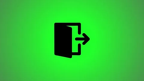 Black exit icon with arrow motion on vibrant green background in 3d perspecti Stock Footage 346491265
