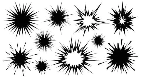 Black explosion burst icons set 스톡 일러스트