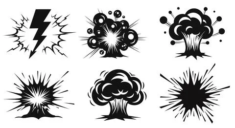 Black explosion icons set 스톡 일러스트