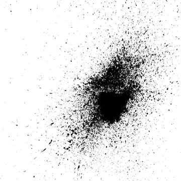 Black explosion paint splatter. Small drops, spots isolated on w Stock Illustration