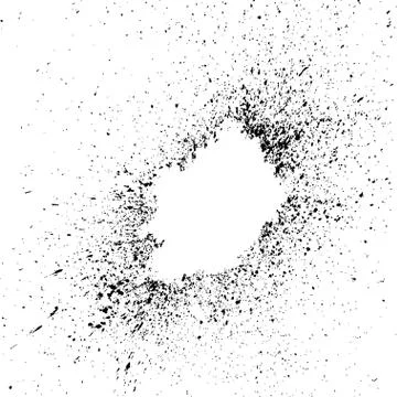 Black explosion paint splatter. Small drops, spots isolated on w Stock Illustration