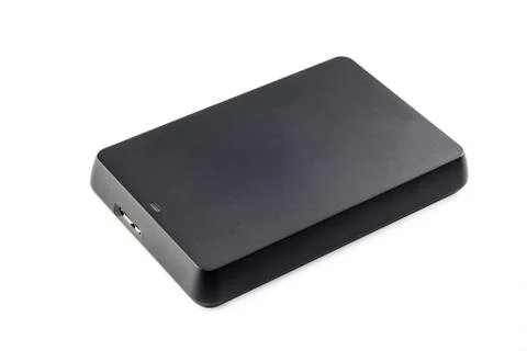 Black external hard disk isolated Stock Photos