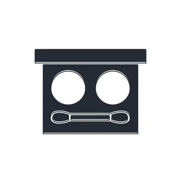 Black Eye shadow palette with brush icon isolated on white background.  Vecto Stock Illustration