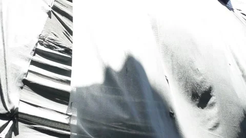 Black Fabric - Blowing in the Wind (Slow Motion Abstract) Video stock 196195342