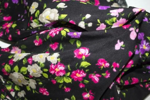 Black fabric floral pattern background texture Stock Photos