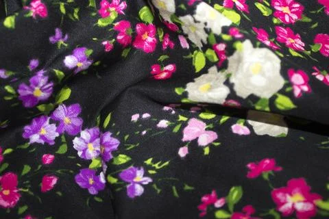 Black fabric floral pattern background texture 스톡 사진