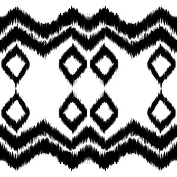 Black fabric pattern white background seamless, tribal pattern Stock Illustration