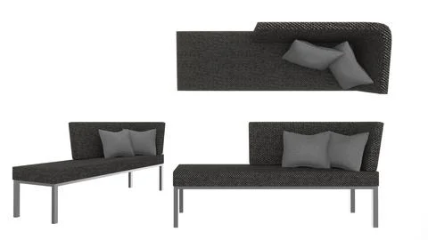 Black fabric sofa on white background, top view, side, 3d rendering Stock Illustration