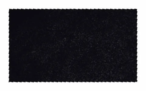 Black fabric swatch texture. Dark textile material sample with serrated edg.. 스톡 일러스트
