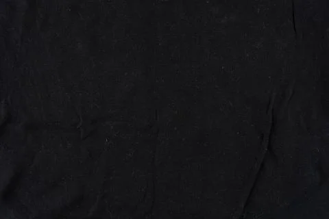 Black Fabric Texture With Lint And Wrinkles Close-Up Seamless Cloth Backgroun Stock Photos